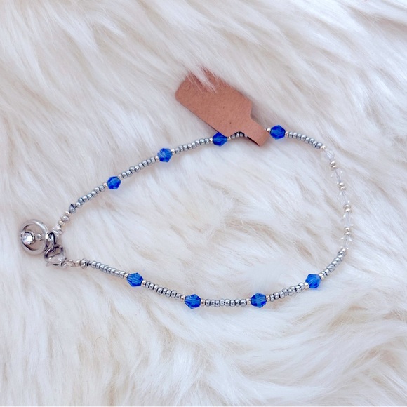 Stunning Dainty Clear Crystals Silver Micro-Beading Bracelet & CZ Silver Charm - Picture 2 of 14